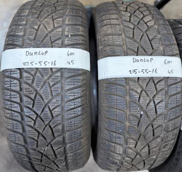 2x 215-55-16 Dunlop Winter 2x 6mm €45 Per Band 215 55 16, Ophalen, 16 inch, Winterbanden, Band(en)