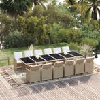 vidaXL 13-delige Tuinset met kussens poly rattan beige, 2 zitplaatsen, Nieuw, Tuinset, Verzenden