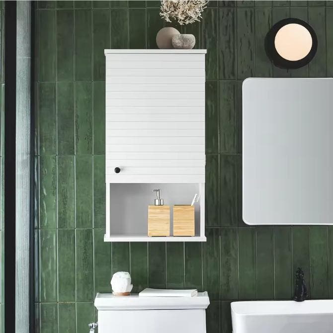 Hangende Wandkast met Deur en Open Vak voor Badkamer, Huis en Inrichting, Badkamer | Badkamermeubels, Nieuw, Verzenden
