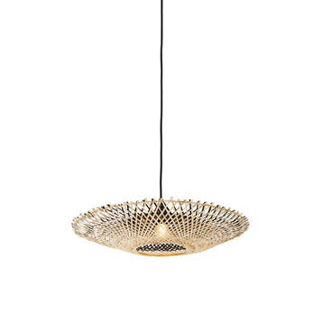 Oosterse hanglamp zwart met bamboe 50cm - Rina, Verzenden, Nieuw, Oosters
