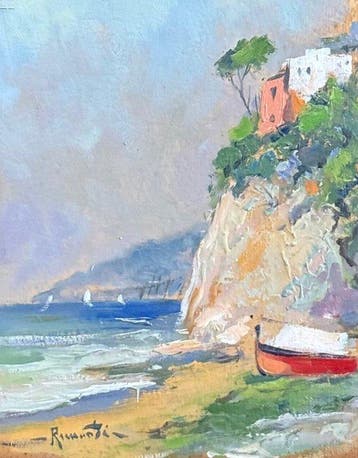 Oscar Ricciardi (1864-1935) - Marina di Sorrento, Antiek en Kunst, Kunst | Schilderijen | Klassiek