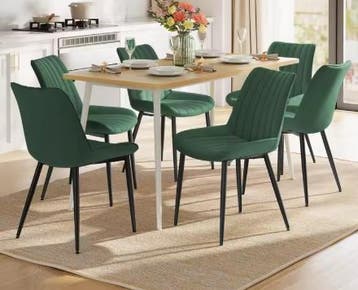 Set van 6 Eetkamerstoelen – Leerlook &amp; Metalen Poten, Huis en Inrichting, Verzenden, Nieuw