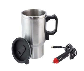 Elektrische RVS mok - Met 12V heater - 400ml - Sigarettenplu, Ophalen of Verzenden, Nieuw