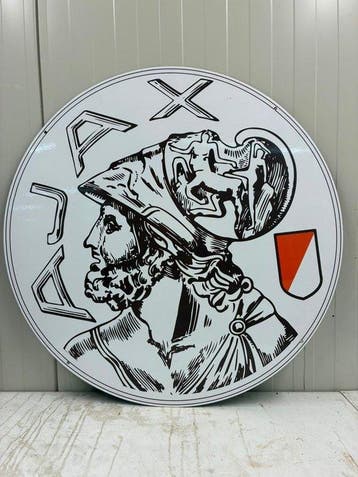 XXL Ajax Emaille Reclamebord – Historische Krijger – 76 cm -