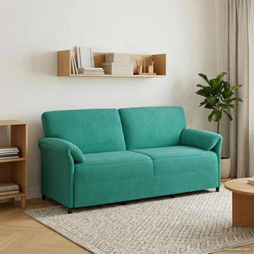 vidaXL 3-Zits Bank Turquoise 198 x 83 x 95 cm Fluweel, Verzenden, Minder dan 150 cm, Stof, Driepersoons