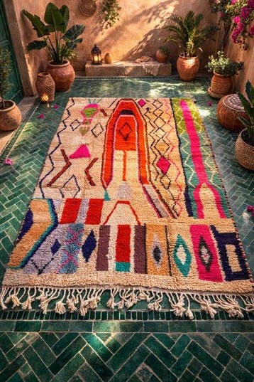 Atlasgebergte Wol op Wol Kunstwerk - Handgemaakt Berber, Nieuw