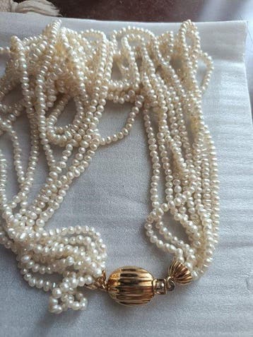Statement ketting - 18 karaat Geel goud Parel - Goud en