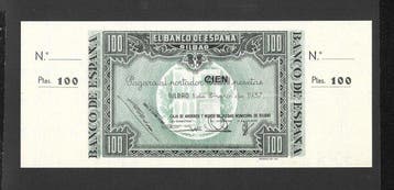 Spanje. - 100 Pesetas - 1937 - Banco de España, Bilbao - Con