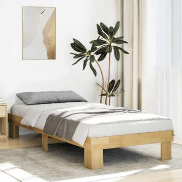 vidaXL Bedframe zonder matras 75x190 cm massief hout eiken, Huis en Inrichting, Slaapkamer | Bedden, Eenpersoons, Bruin, Verzenden