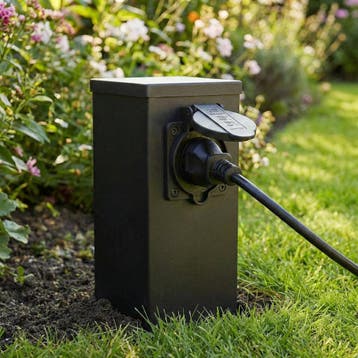Buitenstopcontact paal met 2 zwarte stopcontacten | 20 cm, Overige typen, Nieuw, Ophalen of Verzenden, Netvoeding