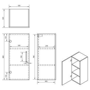 Badkamerkast Differnz Hilde 80x35x32cm Hoogglans Wit, Ophalen of Verzenden, Nieuw