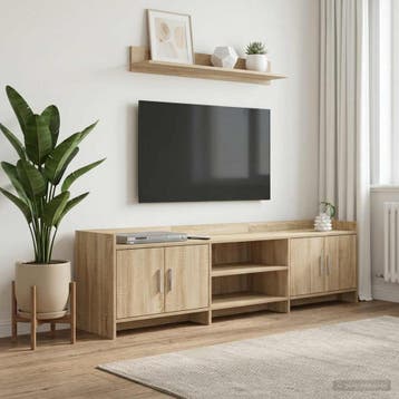 vidaXL TV-kast 168 x 33 x 47 cm Sonoma Eiken Bewerkt hout, Minder dan 50 cm, Verzenden, Nieuw, Minder dan 100 cm