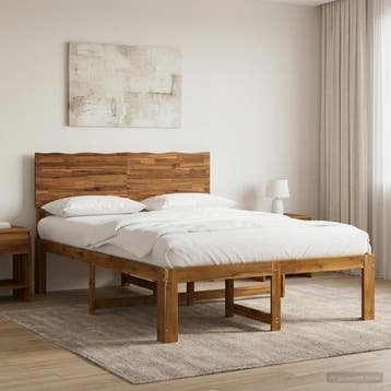 vidaXL Tweepersoonsbed met hoofdeinde ROSTOCK Naturel 120 x, Bruin, Verzenden, Nieuw, Twijfelaar