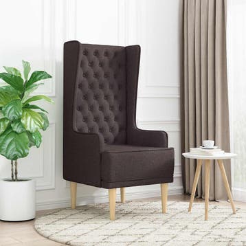 vidaXL Gecapitonneerde stoel met hoge rugleuning Donkerbruin, Huis en Inrichting, Fauteuils, Verzenden, Nieuw