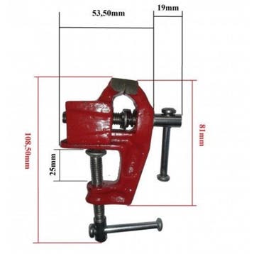Benson Compacte mini-bankschroef - klemmend - 25 mm - rood, Ophalen of Verzenden, Nieuw