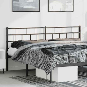 vidaXL Vervangend hoofdbord 193 cm metaal zwart, Verzenden, Nieuw, Zwart, Metaal