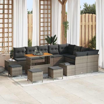 vidaXL Tuinbankenset 13 st 12-Aantal zitplaatsen Grijs Poly, Verzenden, Nieuw, 3 zitplaatsen