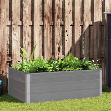 vidaXL Plantenbak verhoogd 150x100x54 cm HKC grijs, 100 cm of meer, Verzenden, Nieuw, Hout