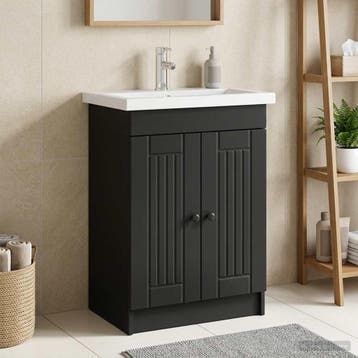 vidaXL Badkamer onder wastafel kast Zwart 78,5 x 37,5 x 81, Verzenden, Nieuw