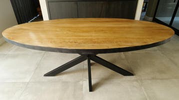 Mango Eettafel ovaal 160 /180/200, Huis en Inrichting, Tafels | Eettafels, Nieuw, 50 tot 100 cm, Landelijk, Vijf personen of meer