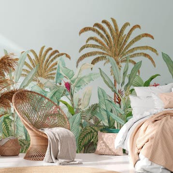 Profhome 392311-GU Fotobehang jungle mat blauw groen 2,65 m, Huis en Inrichting, Stoffering | Behang, Verzenden