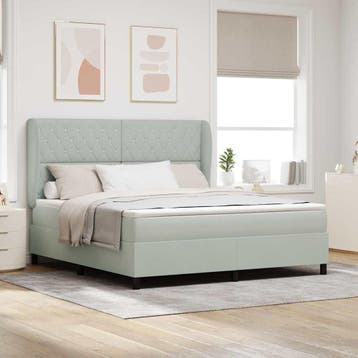 vidaXL Boxspringbed met matras Lichtgrijs 200 x 180 cm, Verzenden, Nieuw, Stof