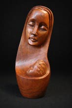 Beeld, Heilige Maria met kindje Jezus - 21.5 cm - Hout, Antiek en Kunst