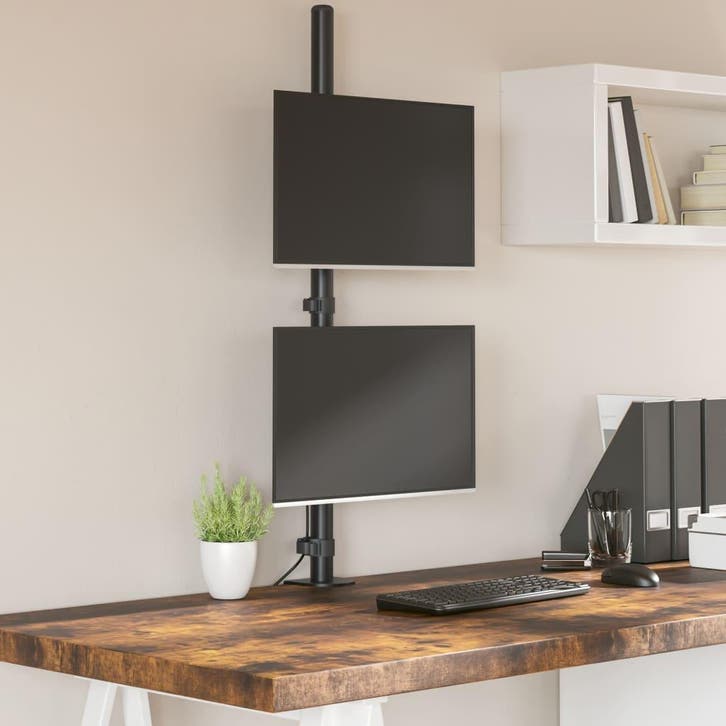 vidaXL Monitorstandaard dubbel VESA 75/100 mm staal zwart, Audio, Tv en Foto, Televisie-accessoires, Nieuw, Verzenden