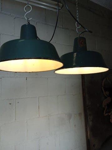 KWE - Plafondlamp (2) - OBs 2 - Emaille, Staal