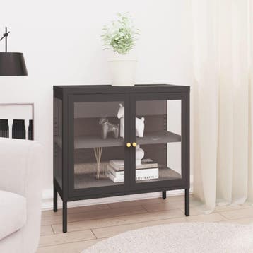 vidaXL Dressoir 70x35x70 cm staal en glas antracietkleurig, Verzenden, Nieuw, 50 tot 100 cm, Metaal
