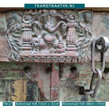 Eeuwenoude deur patinagroen, teakhout, kasteeldeur, poort, Ophalen of Verzenden, Nieuw