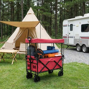 vidaXL Vouwbare winkelwagentje met remmen Rood 105 x 56,5 x, Verzenden, Nieuw