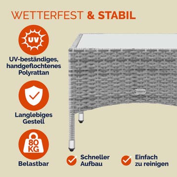 Polyrotan Bijzettafel Grijs 58x58x42cm (Tafels, Interieur), Verzenden, Nieuw