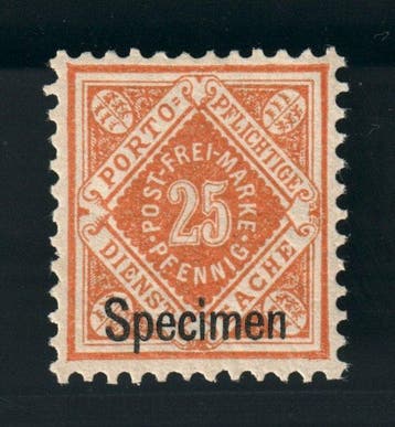 Württemberg 1896 - WÜRTTEMBERG 106 SP * 25 Pfg. oranje,, Postzegels en Munten, Gestempeld