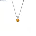 Elegant zilveren collier met ronde topaas oranje kristal han, Verzenden, Nieuw, Zilver