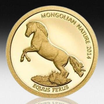 Mongolië. 500 Tögrög (Wild horse) gold .999 2014 (Zonder