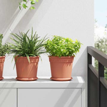 vidaXL Ronde Bloempot 24 st Baksteenrood Ø 19 x 16,5 cm, Verzenden, Nieuw, Kunststof, Minder dan 60 cm