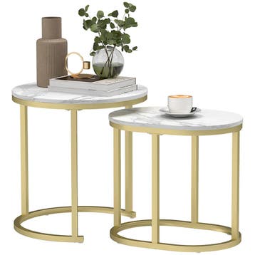 TRUUSK Ronde Salontafel Set - Stapelbare Bijzettafels - Stal, Verzenden, Nieuw