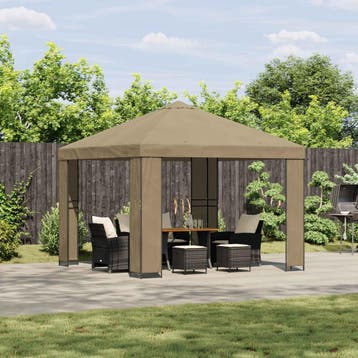vidaXL Paviljoen 3 x 3 m Beige Polyester en staal 190 gsm, Verzenden, Nieuw