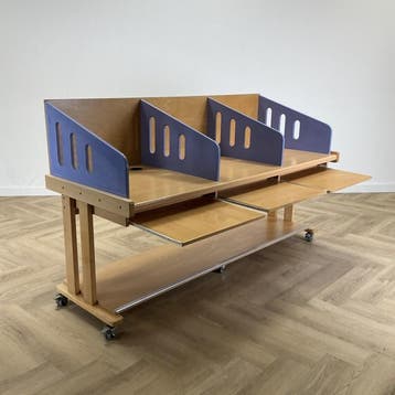 verrijdbaar 3 persoons schoolwerkplek / computerwerkplek, Ophalen of Verzenden, Gebruikt
