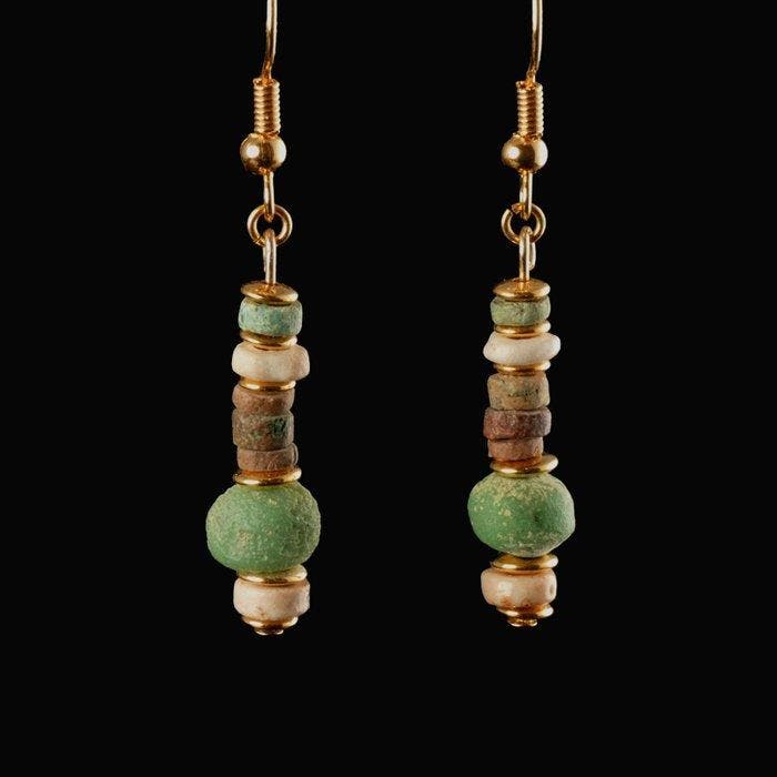 Het oude Egypte, Grieks-Romeinse periode Faience Oorbellen, Antiek en Kunst, Antiek | Overige Antiek