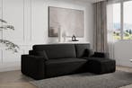 Slaapbank Ribstof Karlo - Hoekbank - Zwart €449, Zwart, Ophalen of Verzenden, 120 cm, Overige maten