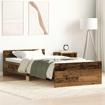 vidaXL Bedframe zonder matras 100x200 cm bewerkt hout oud, 100 cm, Eenpersoons, Bruin, Verzenden