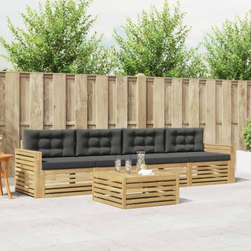 vidaXL Buiten bankenset 5 st Wit en antracietkleurig, Verzenden, Nieuw