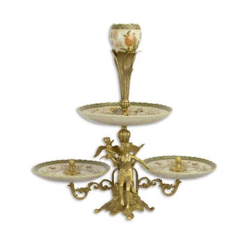BRONZEN PORSELEINEN ETAGÈRE MET 2 VERDIEPINGEN (Interieur), Verzenden, Nieuw