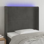 vidaXL Hoofdbord LED 83x16x118/128 cm fluweel donkergrijs, Verzenden, Nieuw, Grijs, Stof