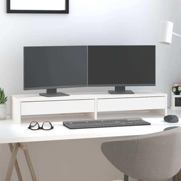 vidaXL Monitorstandaard 100x27x15 cm massief grenenhout wit, Verzenden, Nieuw