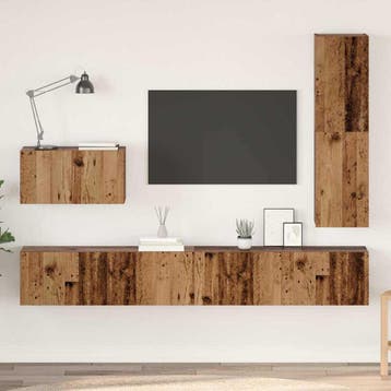 vidaXL Tv-meubelset met lade 4 pcs Oud Hout Bewerkt hout, Minder dan 50 cm, Verzenden, 100 tot 150 cm, Nieuw