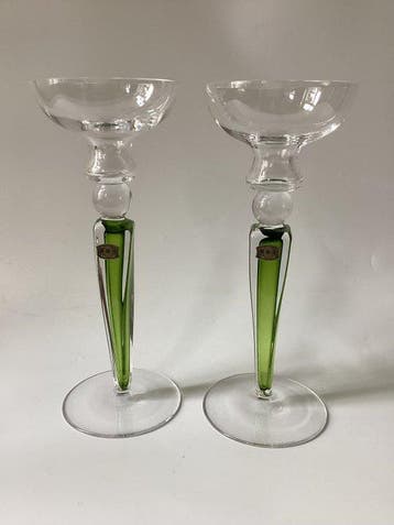 Val Saint Lambert - Kandelaar (2) - Kristal - Cubic