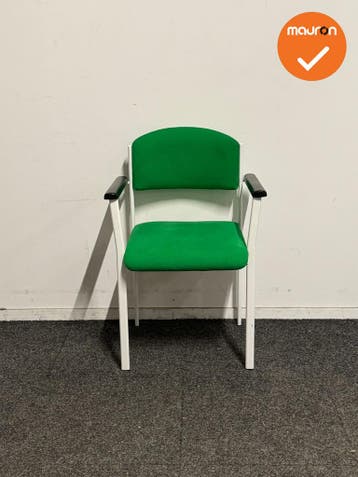 Vergaderstoel - Groen/Wit - Refurbished - Armleuningen, Vergader- of Presentatieruimte, Ophalen of Verzenden, Gebruikt, Stoel